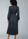 Ruffle detail v-neck tiered dress