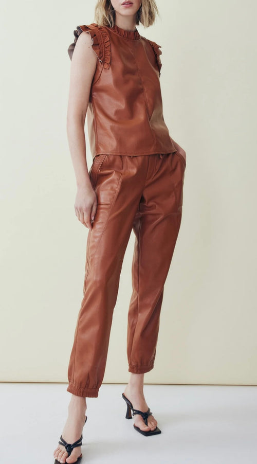 Faux leather jogger set