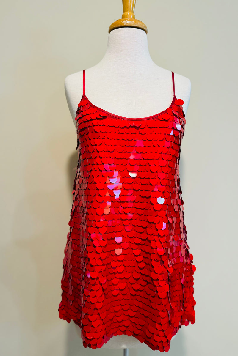 Red sequin top