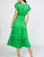 V neck pleated ruffle dress