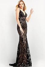 Black Mesh Sequin Gown