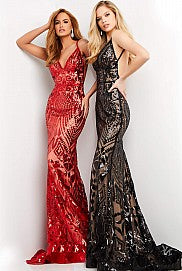 Black Mesh Sequin Gown
