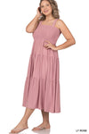 PLUS SMOCKED TIERED MIDI DRESS