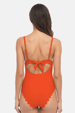 V-Neck Ripple One Piece Swimsuit