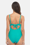 V-Neck Ripple One Piece Swimsuit