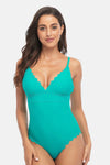 V-Neck Ripple One Piece Swimsuit