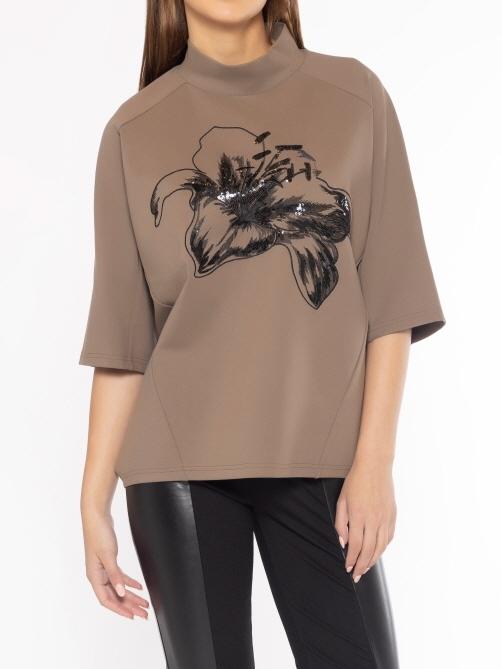 Taupe Flower Top